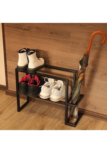 Konfeti Metal Profil Ayakkabı Rafı Siyah