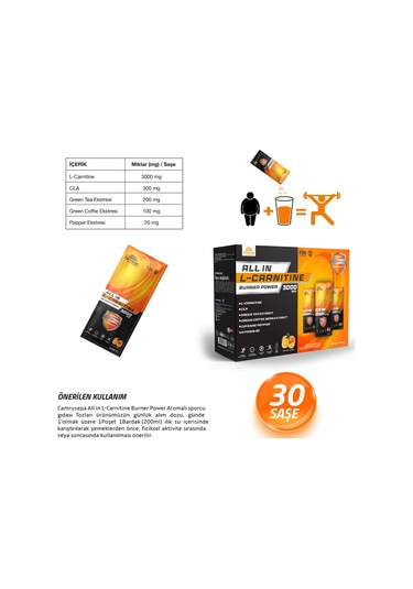 All In L-carnitine Burner Power 3000 Mg 30saşe