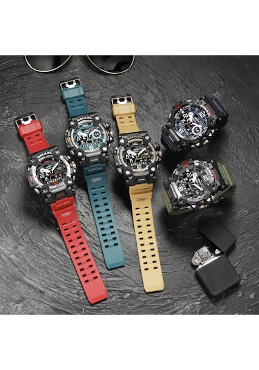 Tenfowee Smael 8072 Erkek Askeri Kol Saati - Luminous Su Geçirmez Kronograf Alarm Dış Mekan Taktik Saat