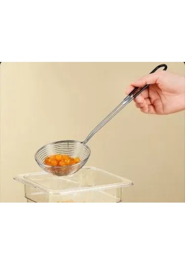 Vkemall Büyük Boy Siyah 10cm Çelik Süzgeç Kaşık - Fırça Izgara, Fincan Süzme, Hotpot Yeme İçin Dayanıklı Mutfak Aleti Diğer