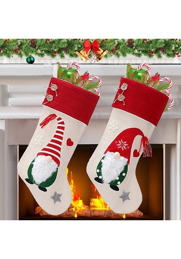 Noel Çorapları, 2'li Paket 3d Sevimli Noel Çorapları Büyük Askılı Noel Çorapları Çorap Hediye Çantası Şeker Çantası