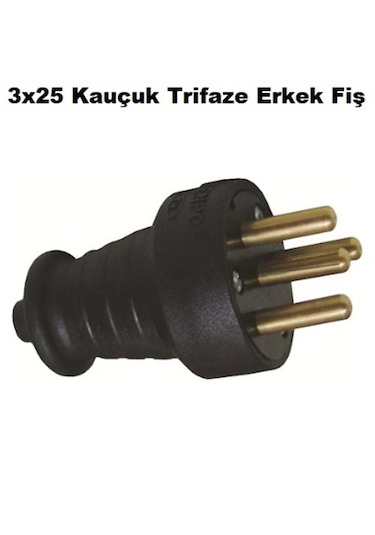 3x25 Kauçuk Trifaze Erkek Fiş 1 Adet