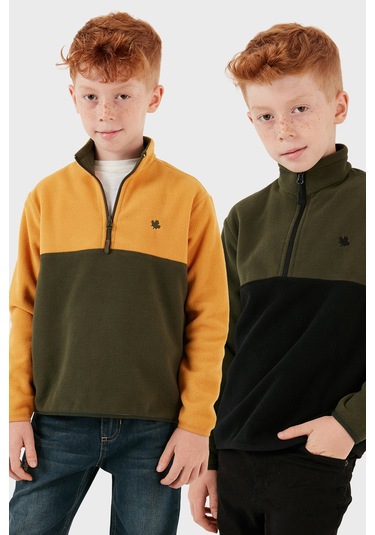 Lela Yumuşak Dokulu Yarım Fermuarlı Renk Bloklu Dik Yaka 2'Li Paket Çocuk Polar 5905004S2 Haki Siyah-Hardal Haki Lela Yumuşak Dokulu Yarım Fermuarlı Renk Bloklu Dik Yaka 2'Li Paket Çocuk Polar 5905004S2 Haki Siyah-Hardal Haki