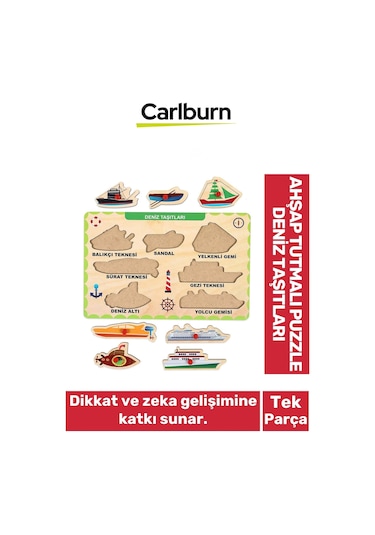 Özel Üretim Eğitici Öğretici Zeka Geliştirici Çocuk Ebeveyn Deniz Taşıtları Ahşap Tutmalı Puzzle