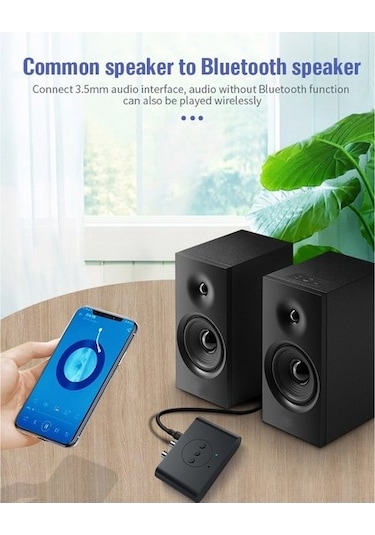 Gajeena Bluetooth 5.0 Ses Alıcısı Seti: Mikrofonlu 3.5mm/rca Uyumlu Kablosuz Müzik Dönüştürücü Hoparlör Stereo Adaptörü Siyah