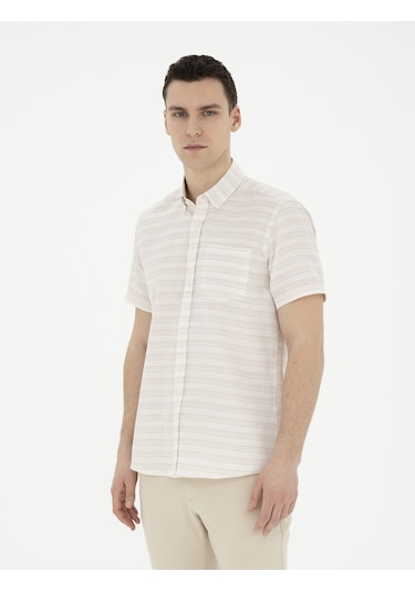 Pierre Cardin Erkek Bej Gömlek Kısa Kollu 50289412-vr011 Bej