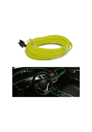 Cbtx Araba Dekorasyonu İçin 5m Çakmak El Şerit Işığı Ortam Işıkları Sürücülü Parlayan Halat Işığı - Floresan Yeşil