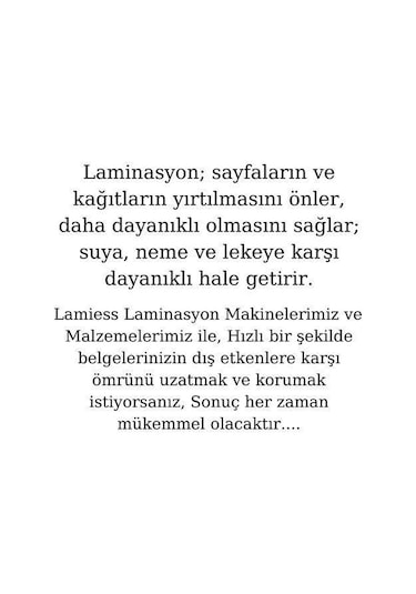 Lamiess A-5 125 Mıc.Polyesterlaminasyon Filmi 100'Lü