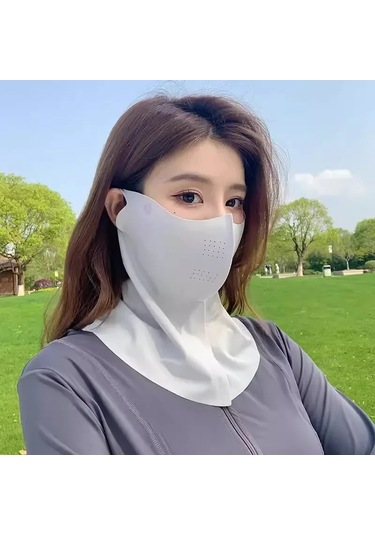 Kadın Yaz Uv Koruma Boyun Eşarbı Buz Ipek Yüz Maskesi Kapak Açık