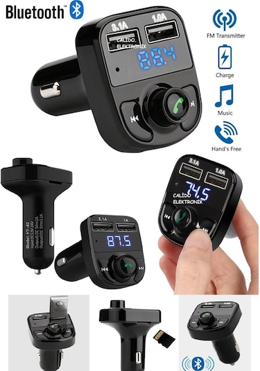 Carx8 Araç Fm Transmitter Bluetooth Çakmaklık Girişli Usb Sd  Kart