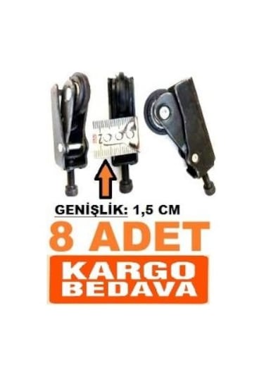 8 Adet Lucido Sürgü Kapak Tekeri 8 Mm Ince Siyah Taşıyıcı Makara Siyah