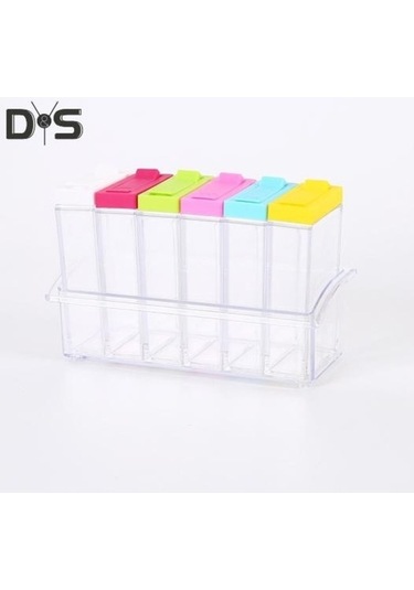 Createtech 6 Adet/takım Baharat Kutusu Tepsi Çeşni Depolama Plastik Nem Geçirmez Tuz Kavanozu Kırmızı Renk Ev Dekorasyonu Diğer