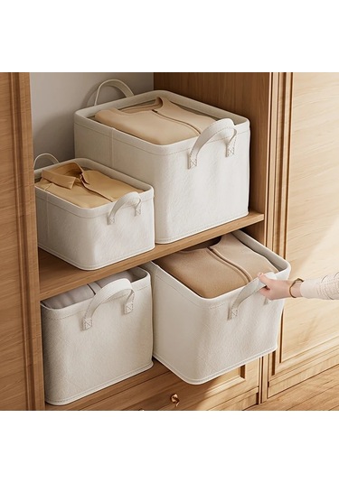 Gateesat Bej Xxl 17.44 Gal Katlanır Saklama Sepeti Çift Kulplu Yatak Altı Düzenleyici Bej