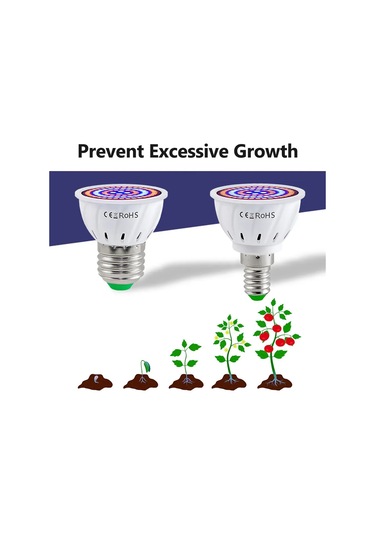 Fosenze E14 Taban Bitki Büyüme Ampülü, 48 Led Kırmızı-mavi Spektrum, Ev/ofis/seralar İçin Fotosentez Destekleyici Çok Renkli