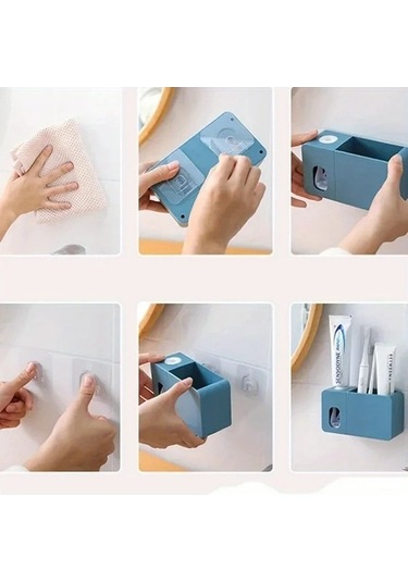 Trendooze Gaojunshop01 Koyu Mavi Hijyenik Diş Macunu Dispanseri Ve Askılık Koyu Mavi