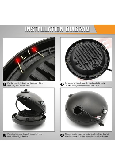 Xindoker 7 İnç Motosiklet Far Kapağı, Çelik/demir Malzeme, Mat Siyah, Yeni Ve Kaliteli, Modifikasyon Kiti