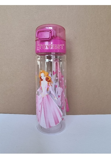 Pipetli Suluk Matara - Kilit Kapaklı Prenses Temalı - 500 Ml