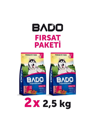 Bado Yetişkin Köpek Maması Etli Biftekli 2,5 Kg 2'li