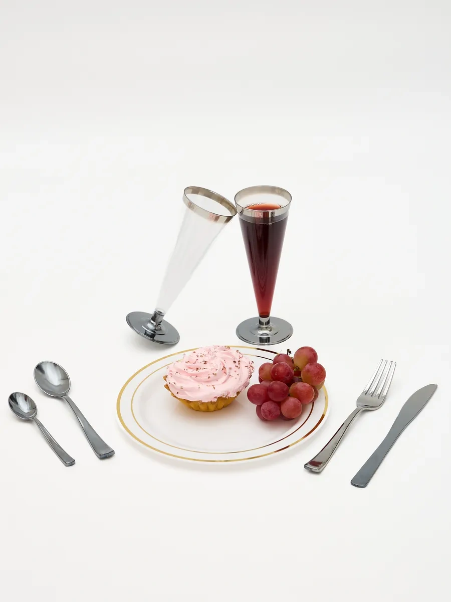 Upakuj-sa Gümüş Renkli Tek Kullanımlık Çatal Bıçak Takımları 90541080 50