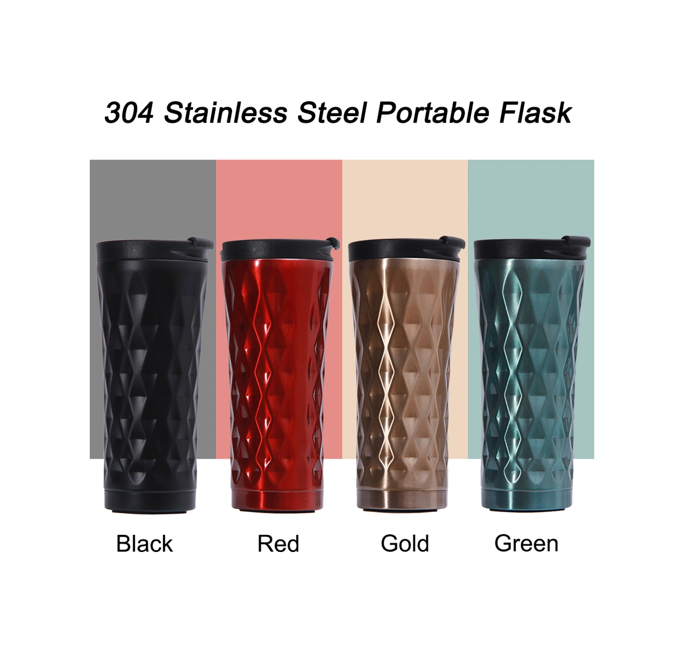 Neevoyu 500ml Siyah 304 Çelik Çift Katlı Vakumlu Termos Bardak, Arabada Kullanım, Isı Ve Soğuk Saklama, Taşınabilir Kahve/çay Bardağı