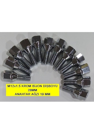 Bijon Takımı Krom Kaplı M12x1.5 - Aa=19mm Dış=28 Mm