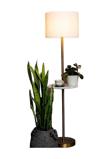 Retain Modern Tepsili Ayaklı Lambader- Krem Gold