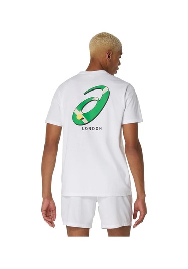 Asics Erkek Tişört Court Graphic Ss Top 2041a348-100 Beyaz