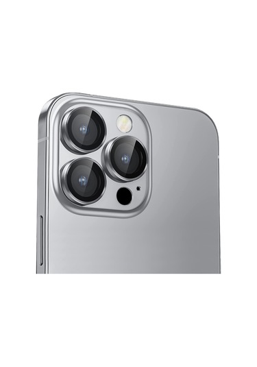 Buff Iphone Uyumlu 13 Pro / 13 Pro Max Uyumlu Kamera Metal Lens Koruyucu Gümüş