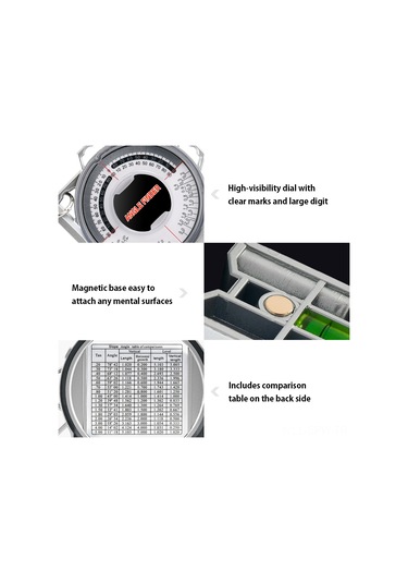 Maiyame Magnetik Açı Ölçer - Hafif Abs Malzeme, Çift Seviye Balonu Ve Geri Tarafta Karşılaştırma Tablosu, Konstrüksiyon Ve Tesisat İşleri İçin