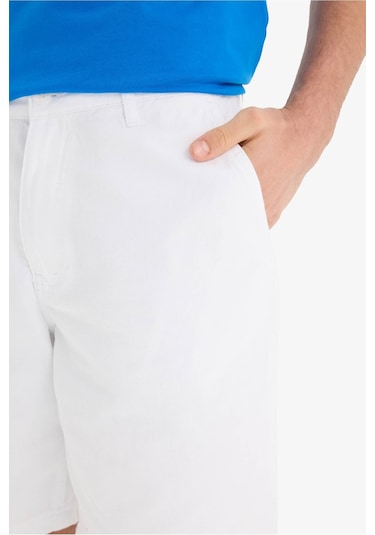 Defacto %100 Pamuk Regular Fit Bermuda Şort E1231ax25smwt34 Beyaz
