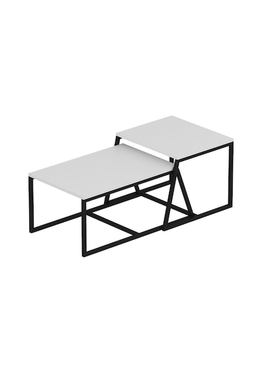 Minimal 2'li Orta Sehpa - Beyaz Beyaz