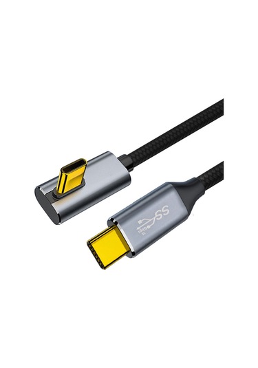 Csdake Pd 100 W Şarj 90 Derece Düşük Profil Açılı Usb3.1 Type-c Male To Male 10 Gbps Veri Kablosu 1.0 M
