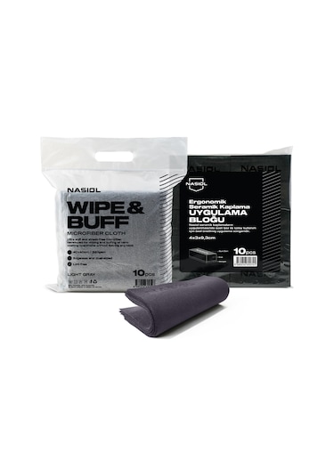 Nasiol-SET 27-Seramik Kaplama Uygulama Aksesuarları Seti-Mikrofiber Bez,Uygulama Takozu,Süet Bez (10'ar Adt)