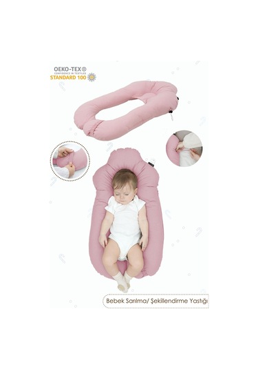 Mordesign 2'si 1 Arada Bebek Sarılma Ve Şekillendirme Yastığı, Düz Kafa Yastığı,pamuklu,uyku Yastığı Pudra Zg10194-7