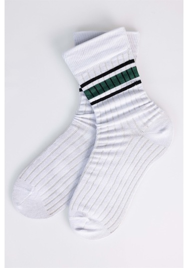 Tudors Unisex Çizgili Kolej Tenis Çorabı-27159 - Standart Siyah