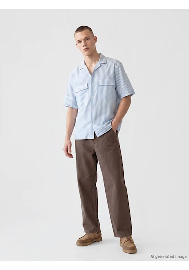 Lc Waikiki Mavi Loose Fit Çizgili Erkek Gömlek