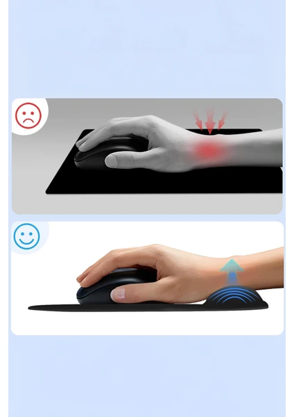Bilek Destekli Kırmızı Mouse Pad Siyah