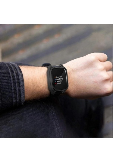 Garmin Venu Sq İçin Temperli Cam Ekran Koruyuculu Koruyucu Tampon Kılıf, Sert Koruyucu Kılıf