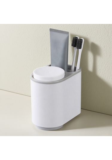 Dianziye Gri Renkli Magneetik Diş Fırçası Tutucu, Delme Yok Kurulum, Ters Yükleme Su Akışı, Geniş Depolama Alanı - 3312 Gri