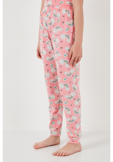 Lela % 100 Pamuk Bisiklet Yaka Kısa Kollu Kız Çocuk Pijama Takımı 6651004 Pembe