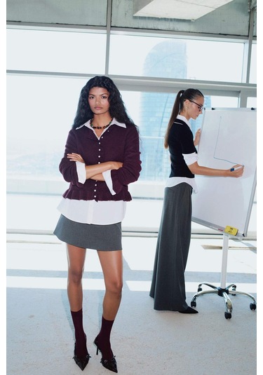 Defacto A Kesim Normal Bel Mini Etek G0470ax25augr450 Gri