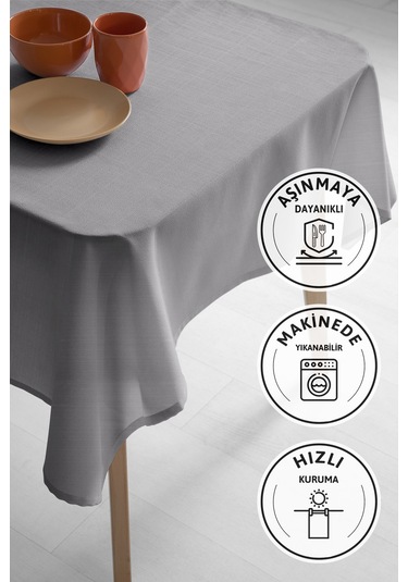 Nayra Keten Masa Örtüsü 160x220 - Gri Gri