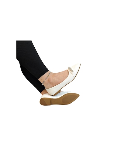 Fiyra 4006 Beyaz Örgü Taşlı Şık Düğünlük Günlük Bayan Babet Beyaz