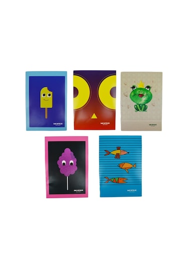 Mopak A5 40 Yaprak Karton Kapak Dikişli Çizgili Defter Çok Renkli