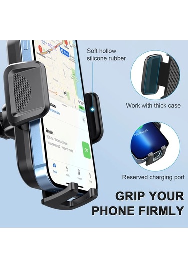 Primepickings Siyah 2'li 1 Arada Güçlü Emişli Araç İçin Telefon Tutucu Tüm Telefonlar İçin Yıkanabilir