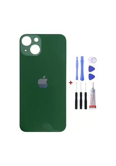 Apple Uyumlu iPhone 13 Yeşil Arka Cam Kapak Arka Pil Kapağı
