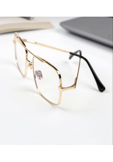 Gold Çerçeve Unisex Mavi Işık Filtreli Gözlük
