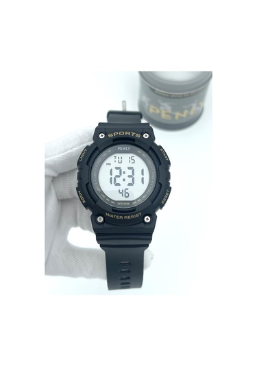 Penly Su Geçirmez Dijital Yetişkin Kol Saati 349 Model Siyah Sarı +4 Renk Kronometre-alarmlı 5atm