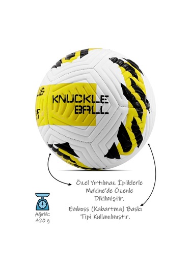 Sarı Yeni Desenli Futbol Topu 4 Astarlı No:5 480 Gr + Pompa Hediyeli X507 Sarı - Beyaz