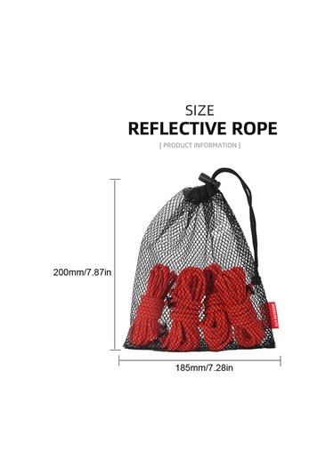 Monyee Kamp Çadırı İçin 4mm Nilon Yansıtıcı Rope Seti, Rüzgar Dayanıklı, 4 Adet, Saklama Çantasıyla, Siyah Siyah